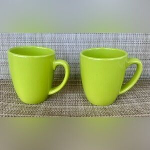 Corelle Cordinates Lime Green Stoneware Mugs, Pair